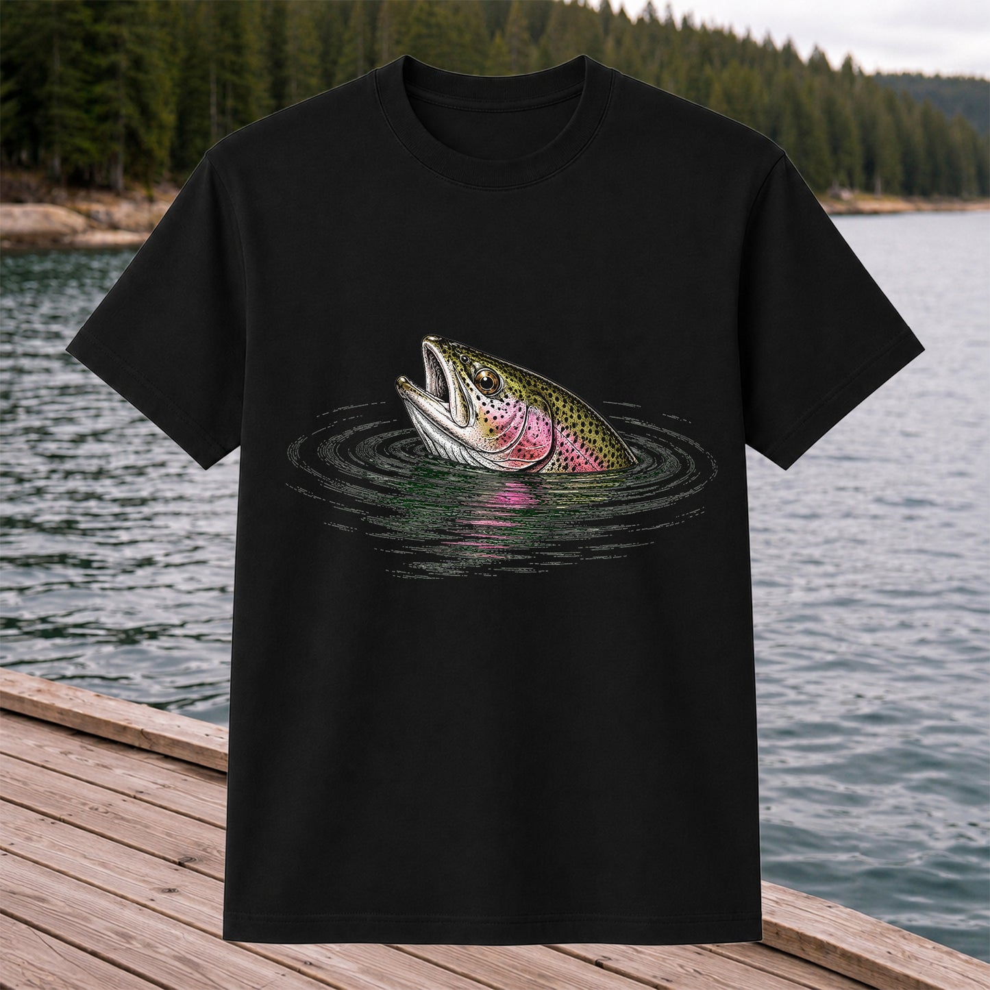 Rainbow Trout Fishing T-Shirt, Fly Fishing Tee for Anglers