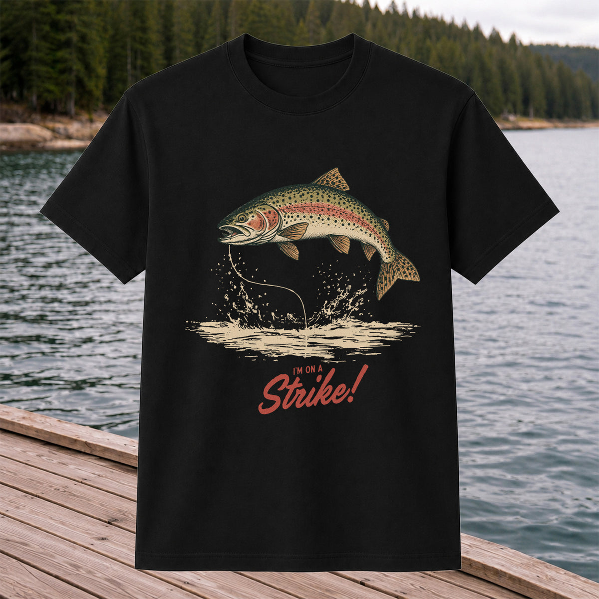 I'm on a Strike Rainbow Trout Fishing Graphic T-Shirt