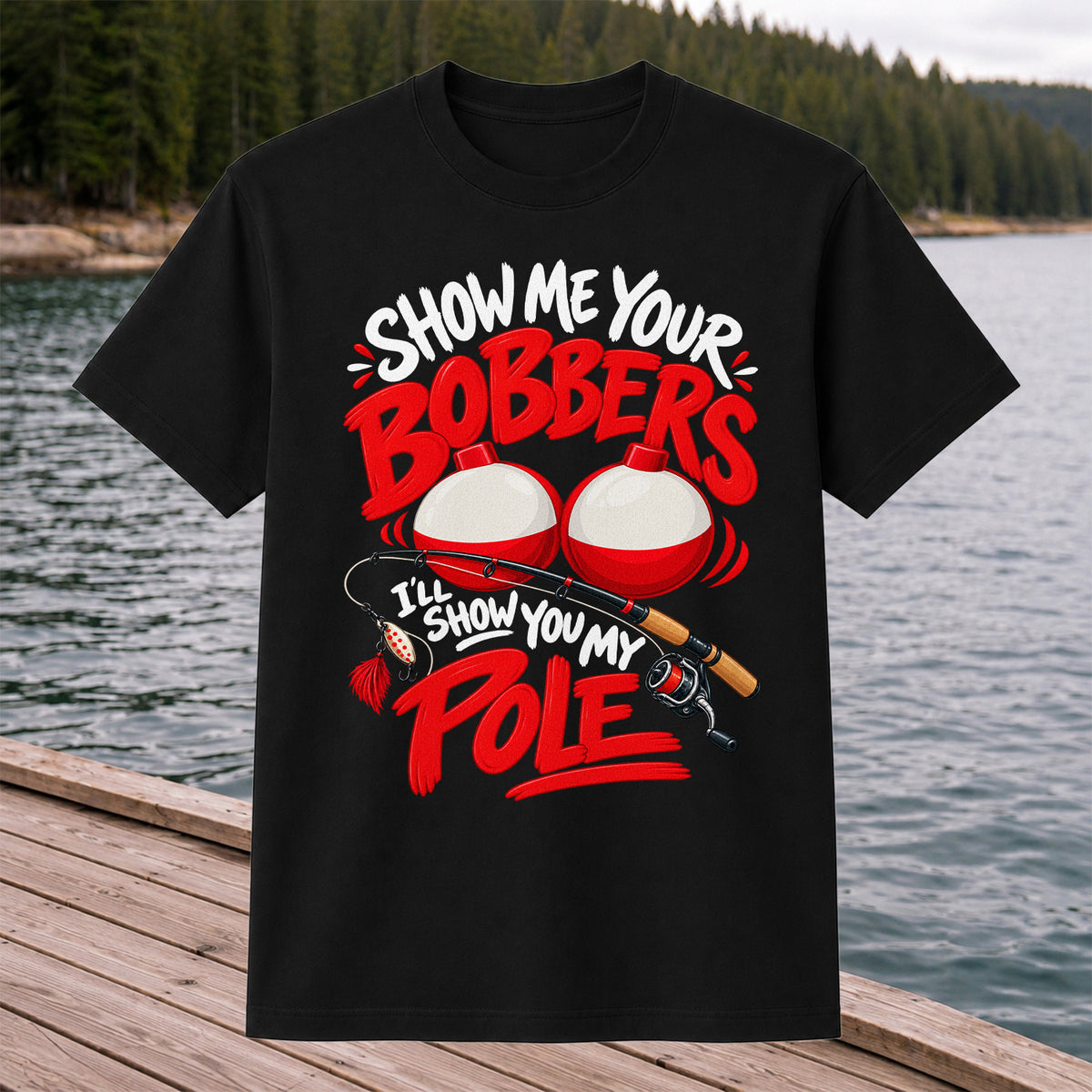 Show Me Your Bobbers I'll Show You My Pole Funny Fishing T-Shirt