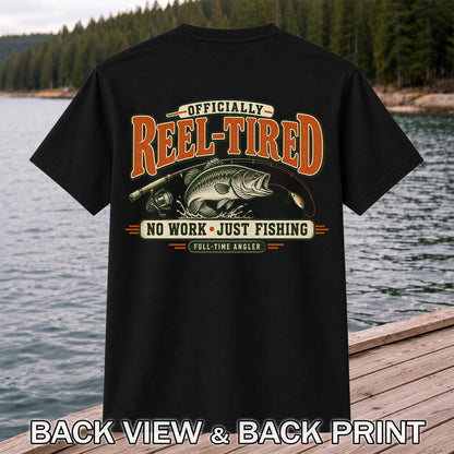 Retired Bass Fishing No Work Graphic T-Shirt | Back Print