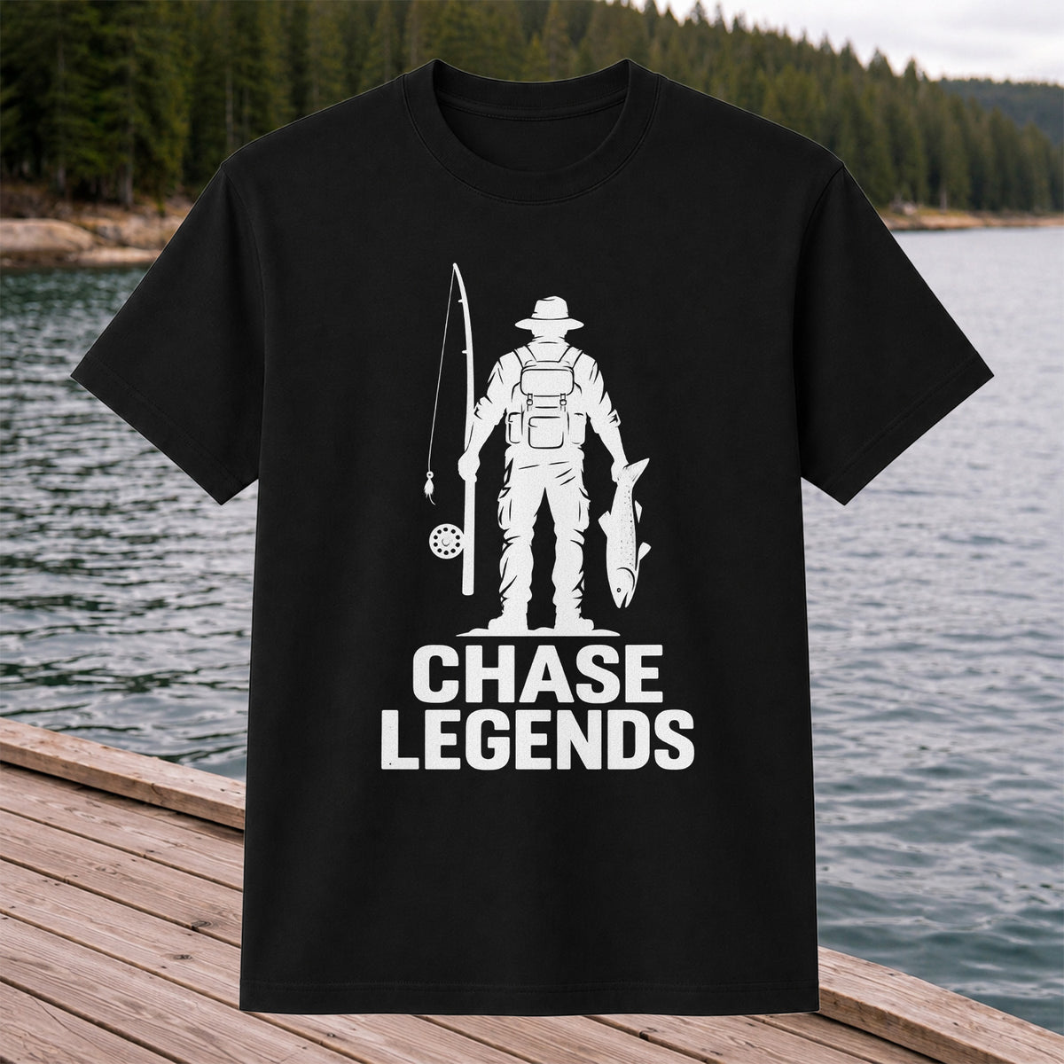 Chase Legends Fly Fishing Angler Silhouette Graphic T-Shirt