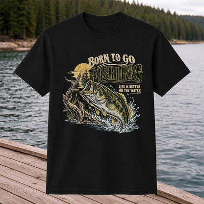 Born to Go Fishing Largemouth Bass Graphic T-Shirt