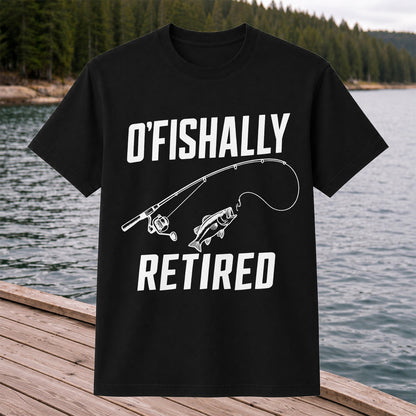 Retirement Fishing Graphic T-Shirt with Fishing Rod and Bass