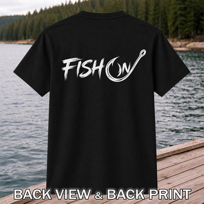 Fish On Fishing Hook Graphic T-Shirt | Back Print