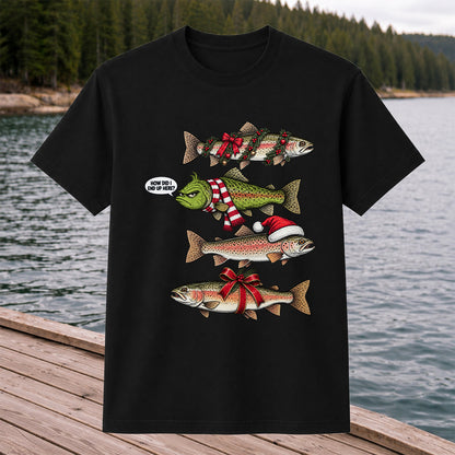 Christmas Trout Fishing Holiday Graphic T-Shirt
