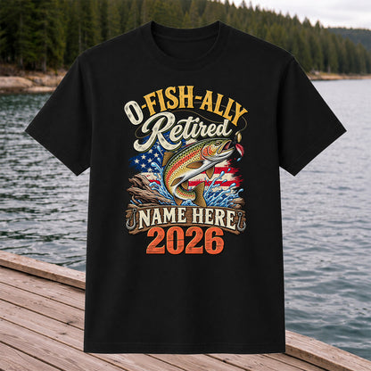 Retired Trout Fishing Patriotic Personalized Graphic T-Shirt