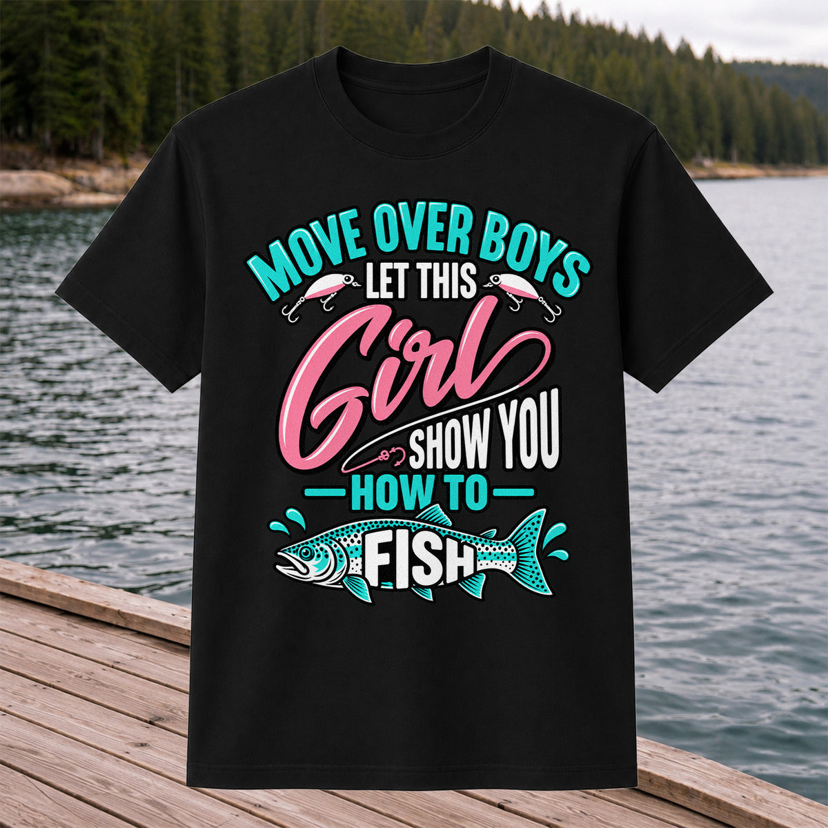 Move Over Boys Let This Girl Show You How to Fish Trout Fishing T-Shirt