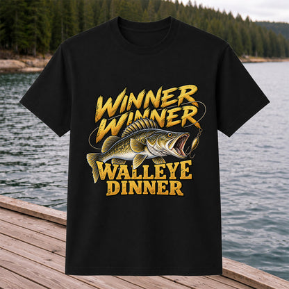 Winner Winner Walleye Dinner Funny Fishing Graphic T-Shirt