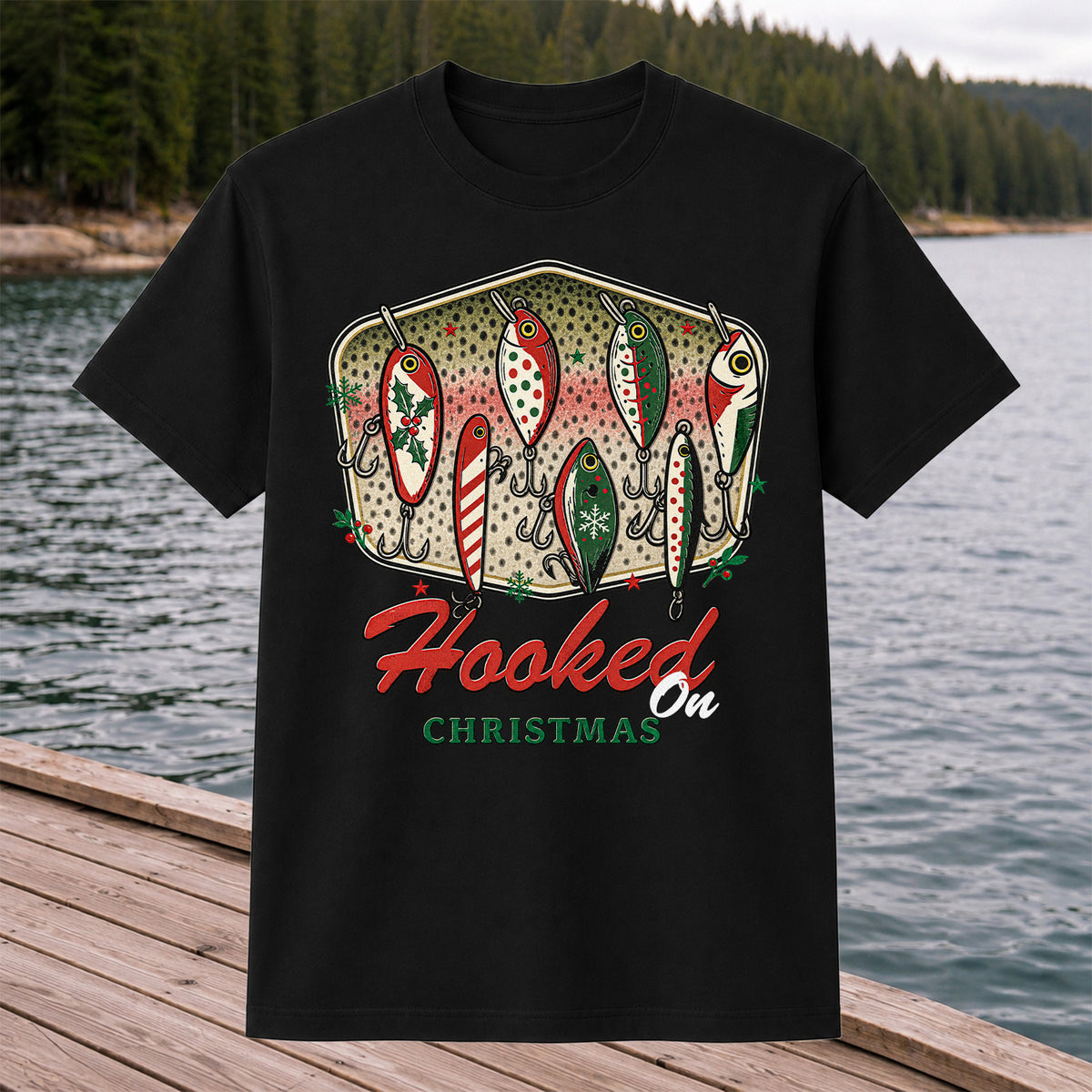 Christmas Fishing Lures Graphic T-Shirt