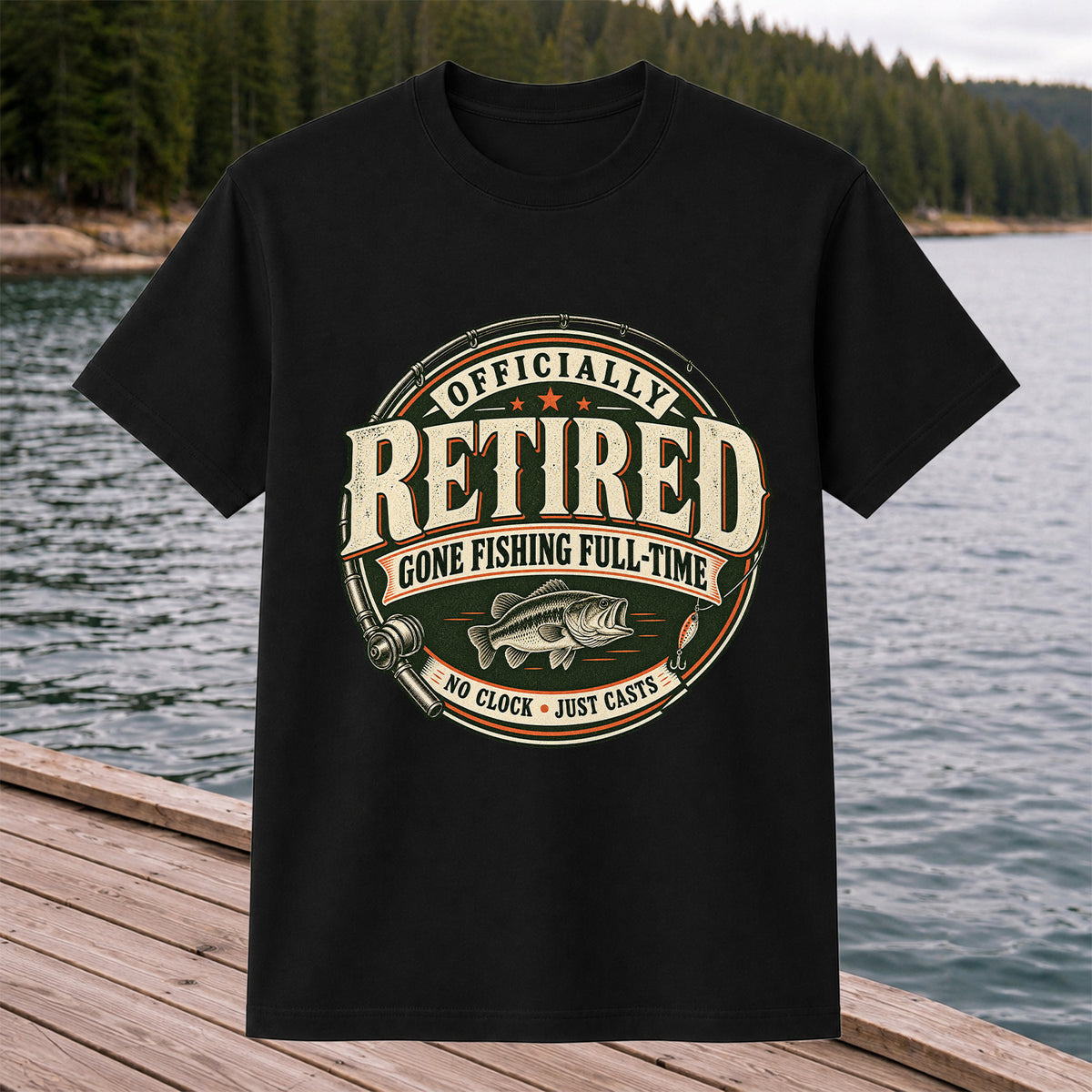 Officially Retired Gone Fishing Full-Time Bass Fishing T-Shirt