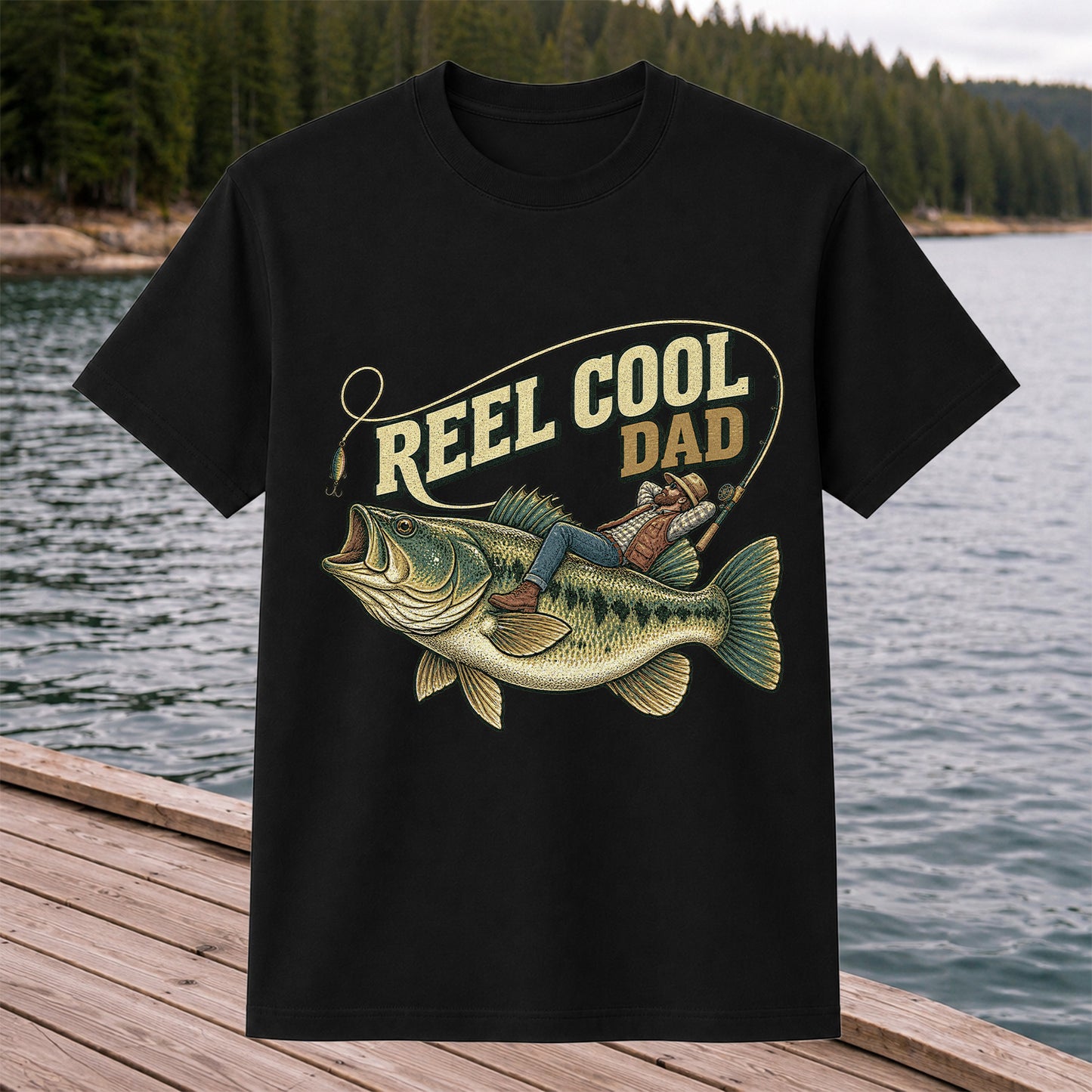 Reel Cool Dad Bass Fishing Father's Day T-Shirt