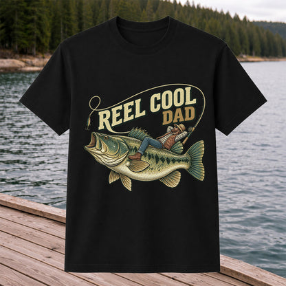 Reel Cool Dad Bass Fishing Father's Day T-Shirt