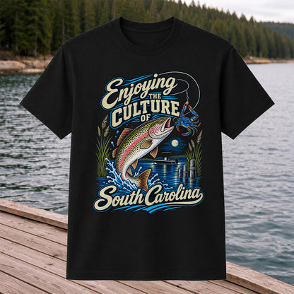 Enjoying the Culture of South Carolina Trout and Crab Fishing T-Shirt