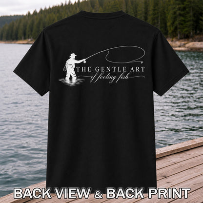 The Gentle Art of Fooling Fish Vintage Fishing Graphic T-Shirt | Back Print
