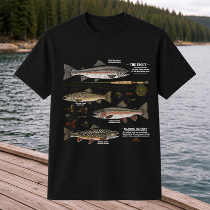 The Trout Species Chart Vintage Fly Fishing Graphic T-Shirt