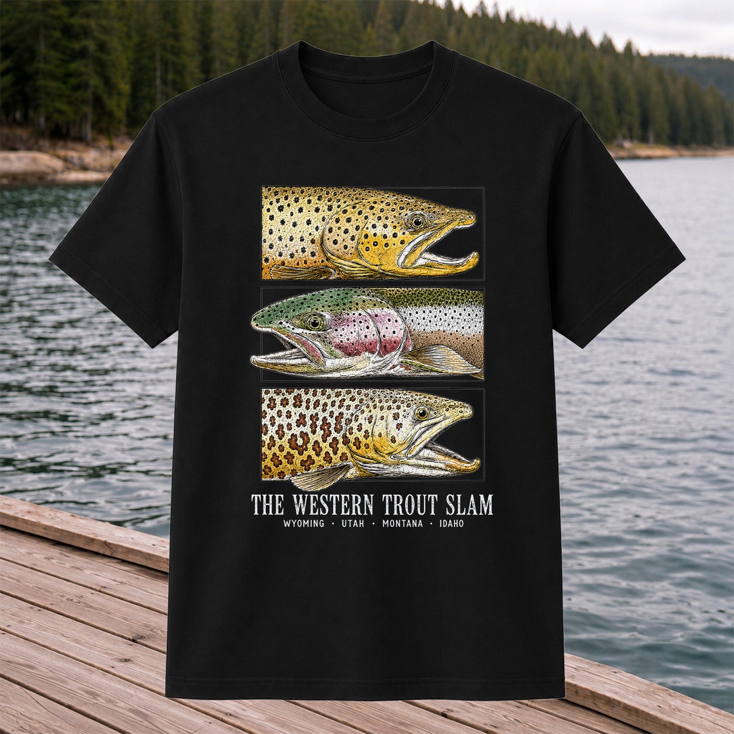The Western Trout Slam Wyoming Utah Montana Idaho Fishing T-Shirt