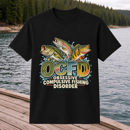 OCFD Obsessive Compulsive Fishing Disorder Bass and Trout T-Shirt