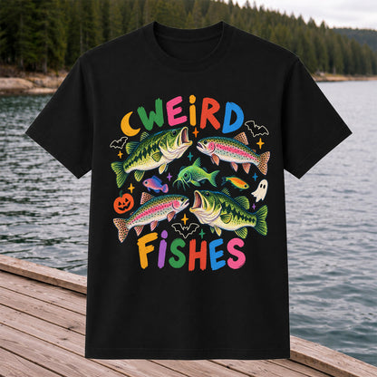 Weird Fishes Halloween Bass and Rainbow Trout Fishing T-Shirt