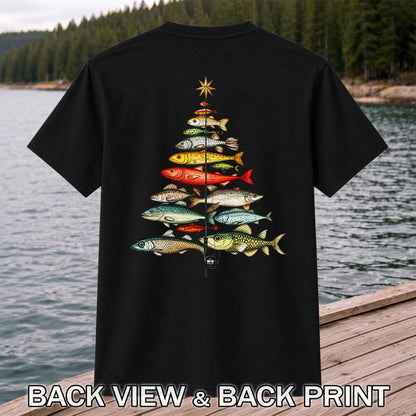 Vintage Fish Collection Fishing Rod Graphic T-Shirt | Back Print