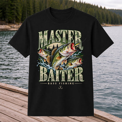 Master Baiter Bass Fishing Funny Vintage Graphic T-Shirt