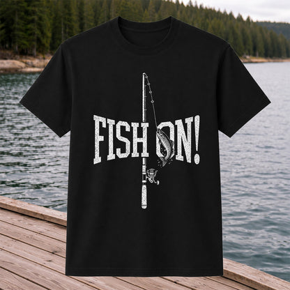 Fish On Trout and Fishing Rod Vintage Graphic T-Shirt