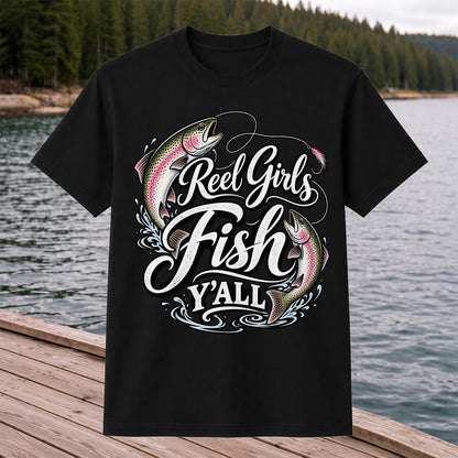 Reel Girls Fish Y'all Rainbow Trout Women's Fishing T-Shirt