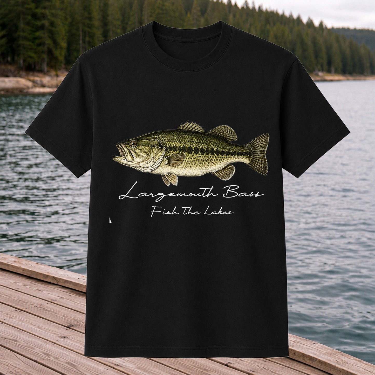Largemouth Bass Fishing T-Shirt Fish The Lakes Vintage Bass Angler Tee