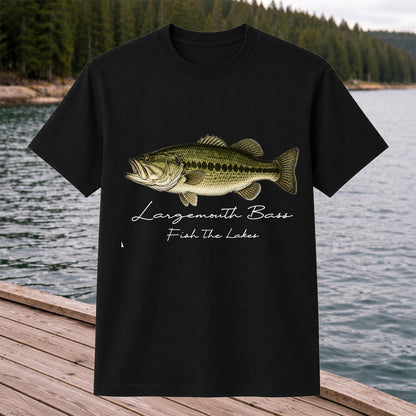 Largemouth Bass Fishing T-Shirt Fish The Lakes Vintage Bass Angler Tee