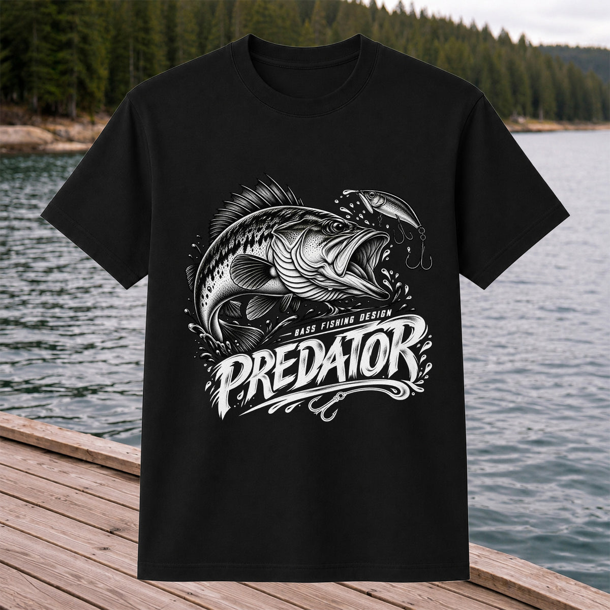 Predator Bass Fishing Design Largemouth Bass Graphic T-Shirt