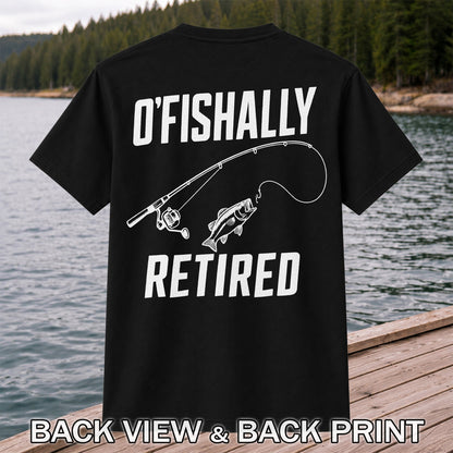 Retirement Fishing Graphic T-Shirt with Fishing Rod and Bass | Back Print
