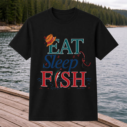 Eat Sleep Fish T-Shirt Trout Fishing Vintage Angler Tee