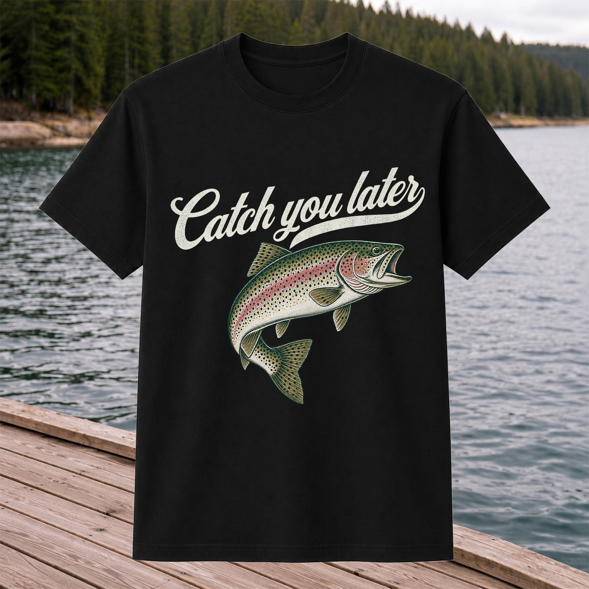Catch You Later Rainbow Trout Funny Fishing Graphic T-Shirt