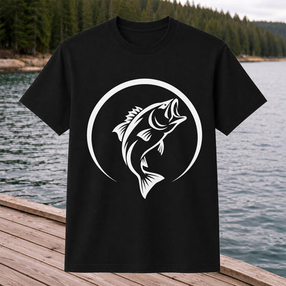 Minimalist Jumping Bass Fishing Silhouette T-Shirt
