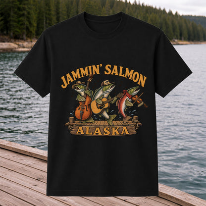 Jammin’ Salmon Alaska Fishing Band Graphic T-Shirt
