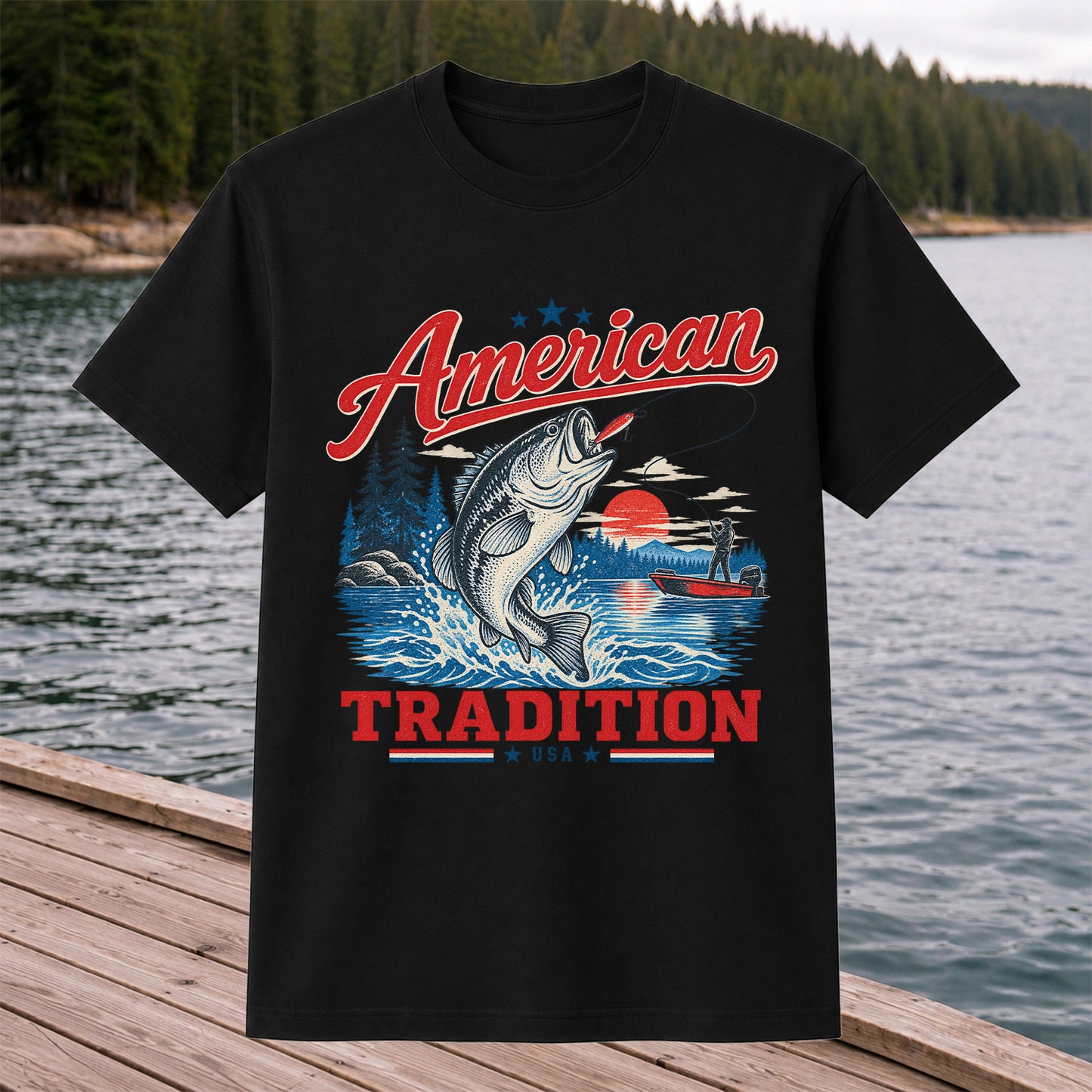 American Tradition Bass Fishing Graphic T-Shirt