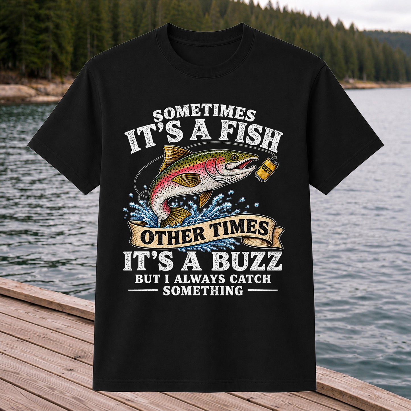 Sometimes It's a Fish Other Times It's a Buzz Rainbow Trout T-Shirt