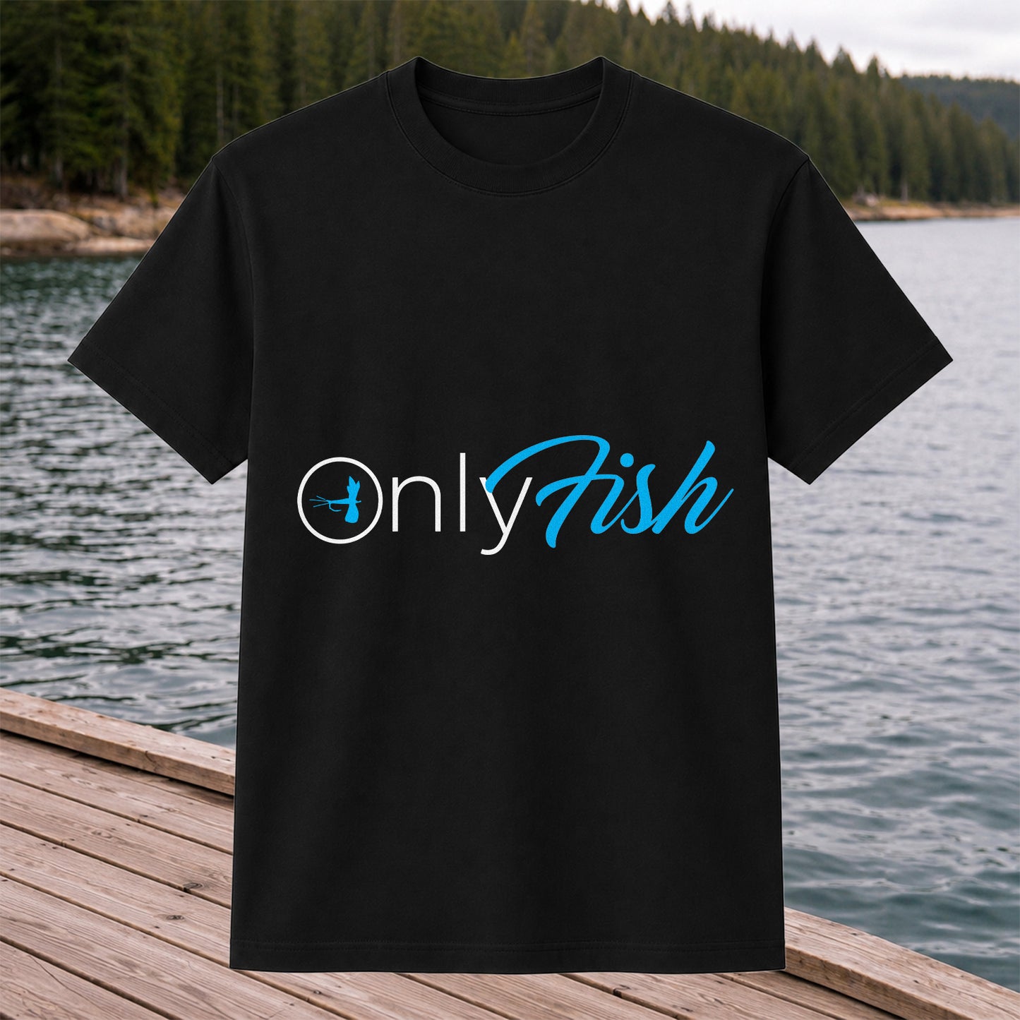 OnlyFish Fishing Hook Pun Minimalist Graphic T-Shirt