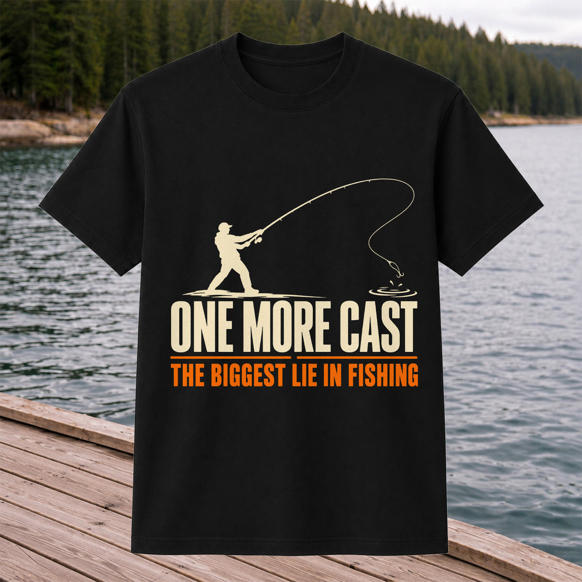Fishing Angler Silhouette Graphic T-Shirt