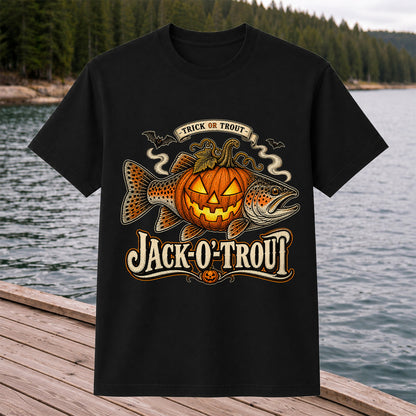 Jack-O'-Trout Trick or Trout Halloween Fishing T-Shirt