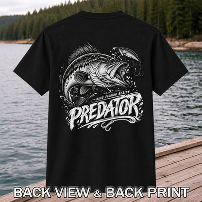 Predator Bass Fishing Design Largemouth Bass Graphic T-Shirt | Back Print