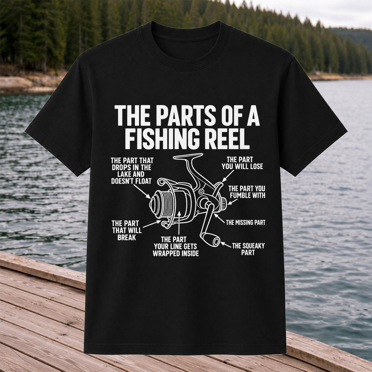 Fishing Reel Parts Diagram Humor Graphic T-Shirt