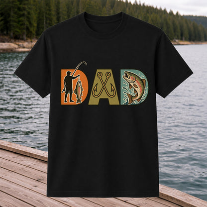 DAD Rainbow Trout and Fishing Hooks Vintage Graphic T-Shirt