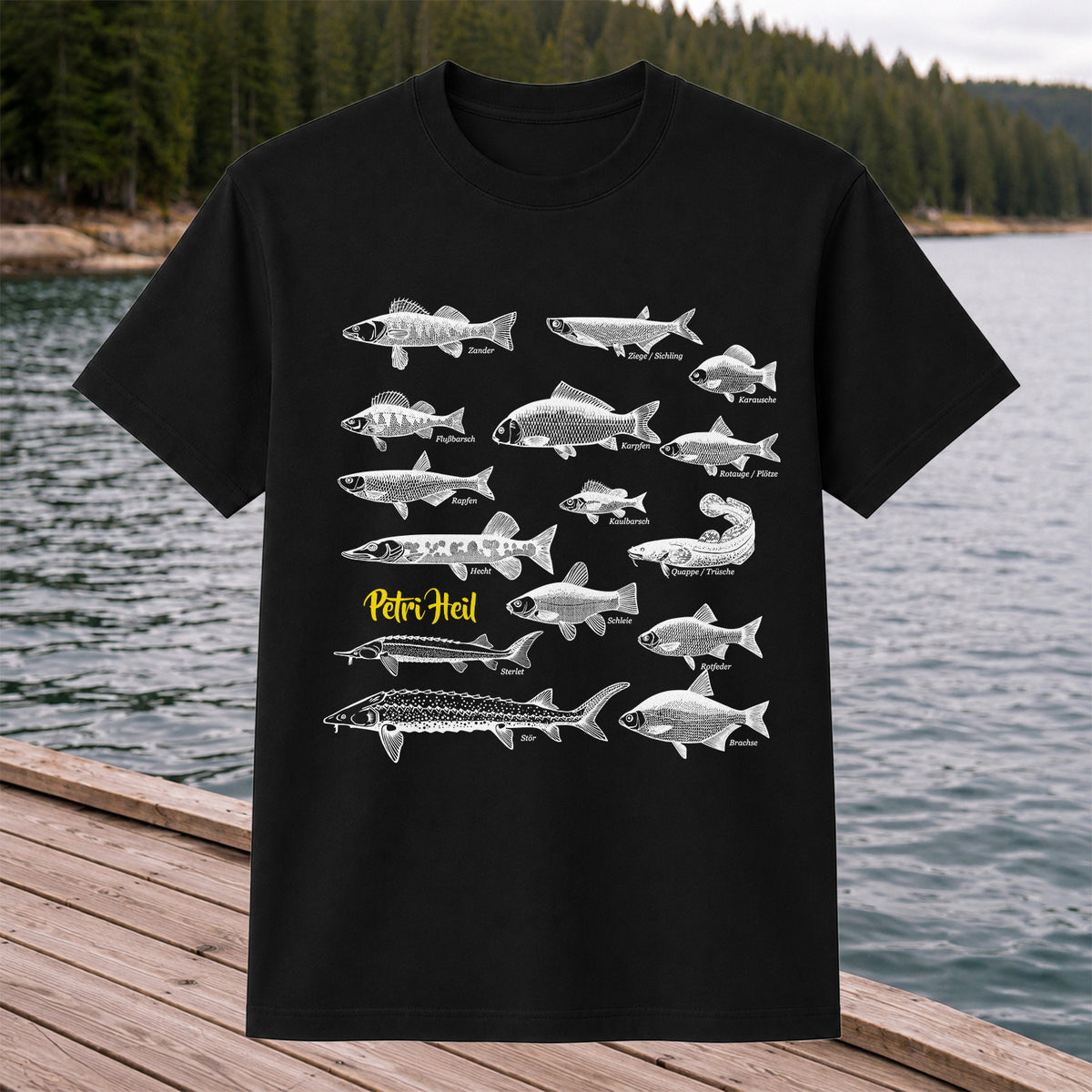 German Freshwater Fish Species Chart Fishing Graphic T-Shirt