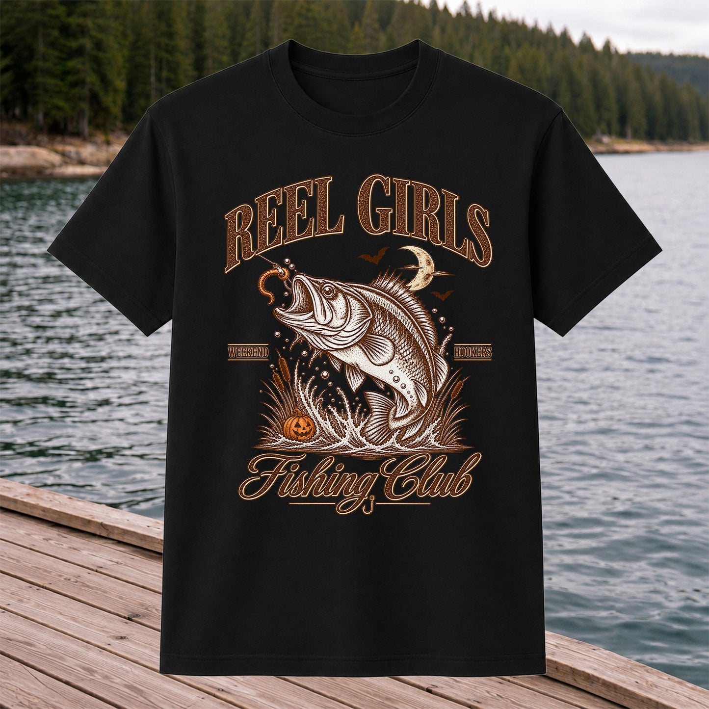 Reel Girls Weekend Hookers Halloween Bass Fishing T-Shirt