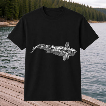 Burbot Fish Minimalist Line Art Fishing Graphic T-Shirt