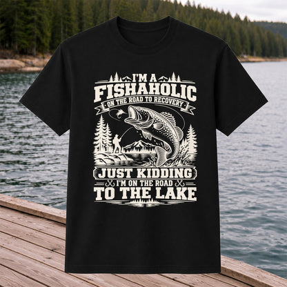 I'm a Fishaholic On the Road to Recovery Funny Trout Fishing T-Shirt