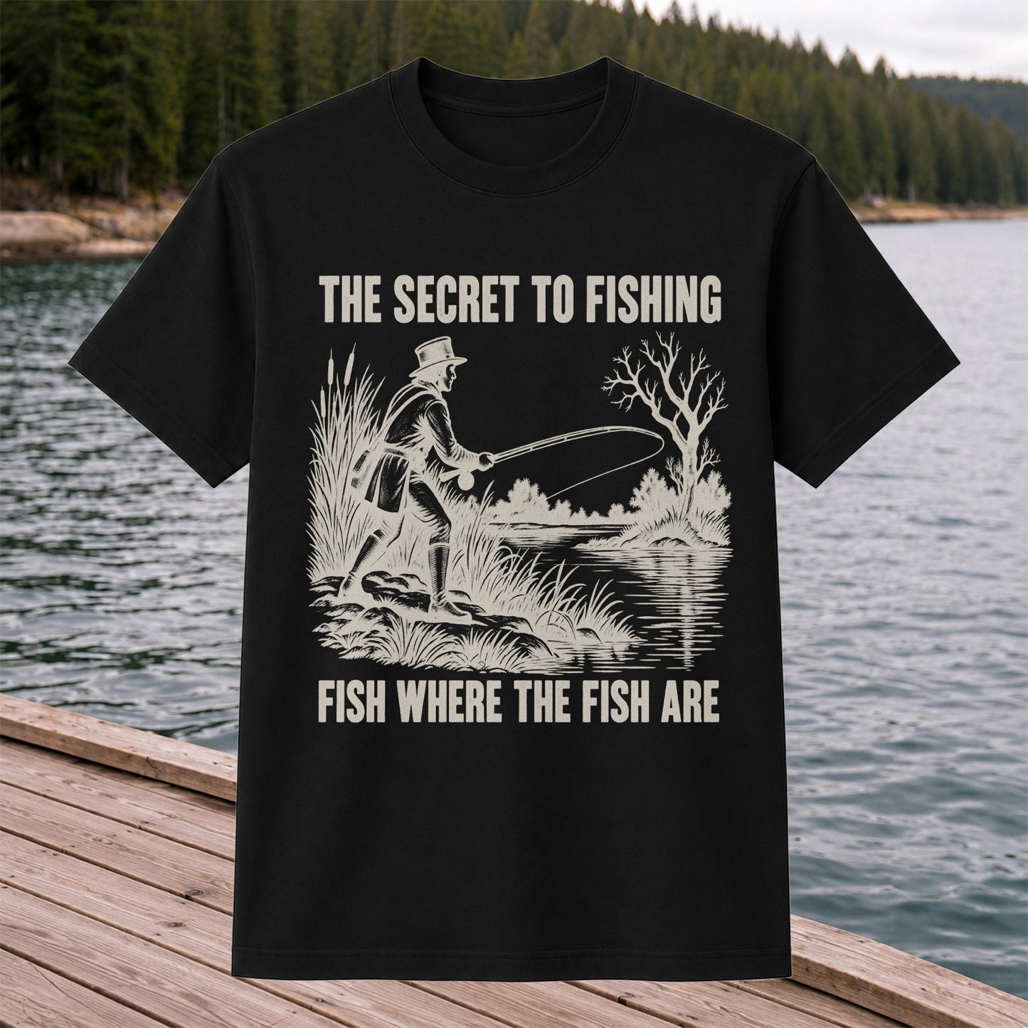 The Secret to Fishing Fish Where the Fish Are Graphic T-Shirt