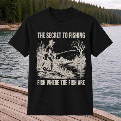 The Secret to Fishing Fish Where the Fish Are Graphic T-Shirt