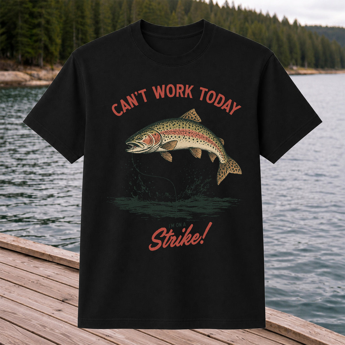 Can't Work Today Strike Rainbow Trout Vintage Fishing T-Shirt