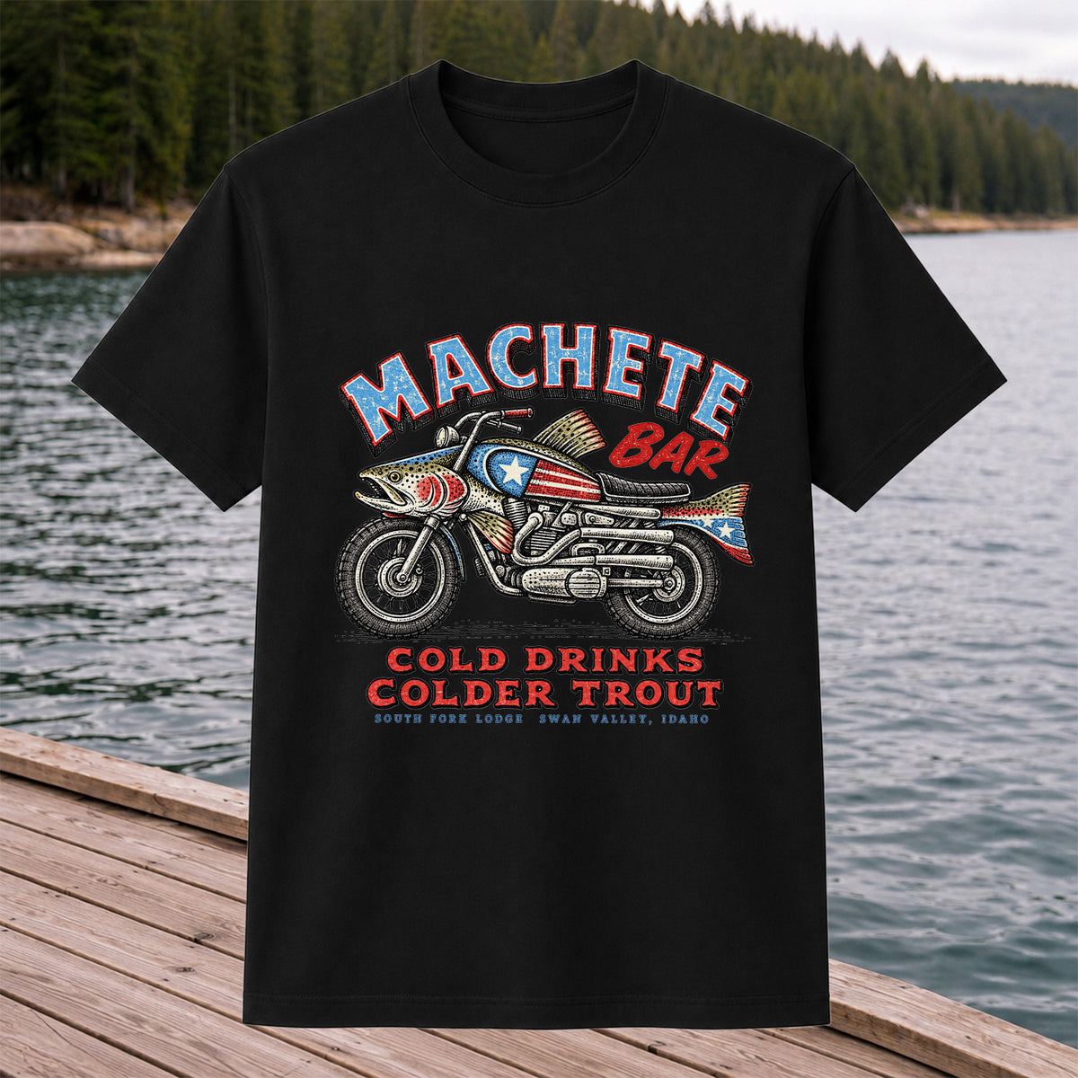 Machete Bar Cold Drinks Colder Trout Fishing T-Shirt